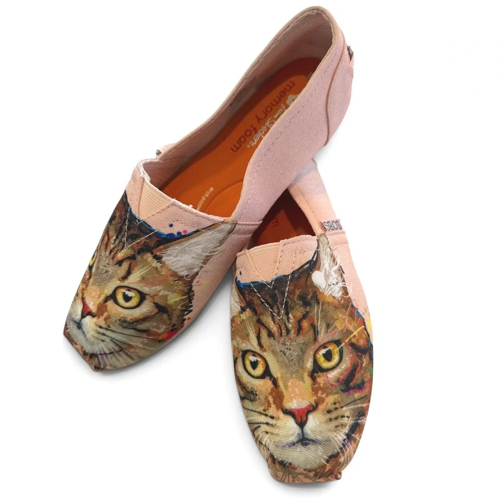Skechers BOBS Petco Foundation Cats Rule Pink Cat Face Shoes Size 6 NWT RARE